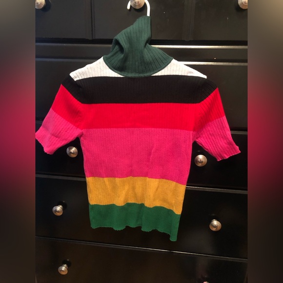 Jodifl Short Sleeve, Turtleneck, Sweater, Striped  40 - Picture 1 of 2